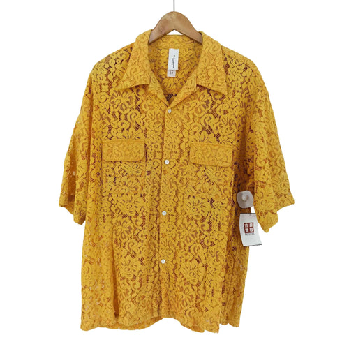ニッチ niche. OPEN COLLAR S/S SHIRTS-LACE FLOWER メンズ import:L
